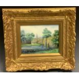 An English porcelain rectangular porcelain plaque painted by Stefan Nowacki, signed, Bakewell