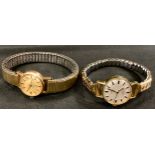 An Omega gold plated ladies bracelet wristwatch, mechanical movement, cal 484, serial no 24911407,