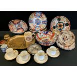 Japanese Imari dishes and plates, Meiji period; coffee cups; etc