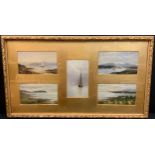 Charles Lodder (late 19th century), a set of five framed as one - Yachts on serene waters, each