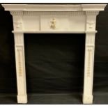 A 19th century carved and painted wood fire surround, 107cm wide x 118cm tall.