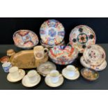 Ceramics- Wedgewood Blue Jasperware vases; a similar jug; teacup and saucer; etc; a Royal Albert Old