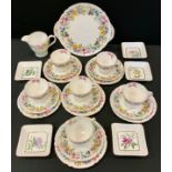 A Shelley Spring Bouquet pattern tea set, for six, printed marks.