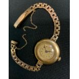 Rolex - an early 20th century 18ct gold cased bracelet watch, textured silvered dial, Arabic