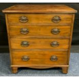 A 19th century mahogany commode chest, c.1820 of four drawers, bracket feet 70cm high 64cm wide 50cm