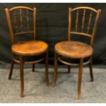 A pair of 1930's Thonet design bentwood bistro chairs, manufactured by Fischel, (2).