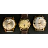 Watches - a Majex 9ct gold cased gentleman's wristwatch, silvered dial, Arabic numerals, 17 jewel