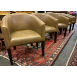 Five faux leather tub chairs, wooden legs (5)