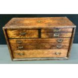 An Early 20th century CQR oak engineers/workman's tool chest, fitted with six drawers, initialled