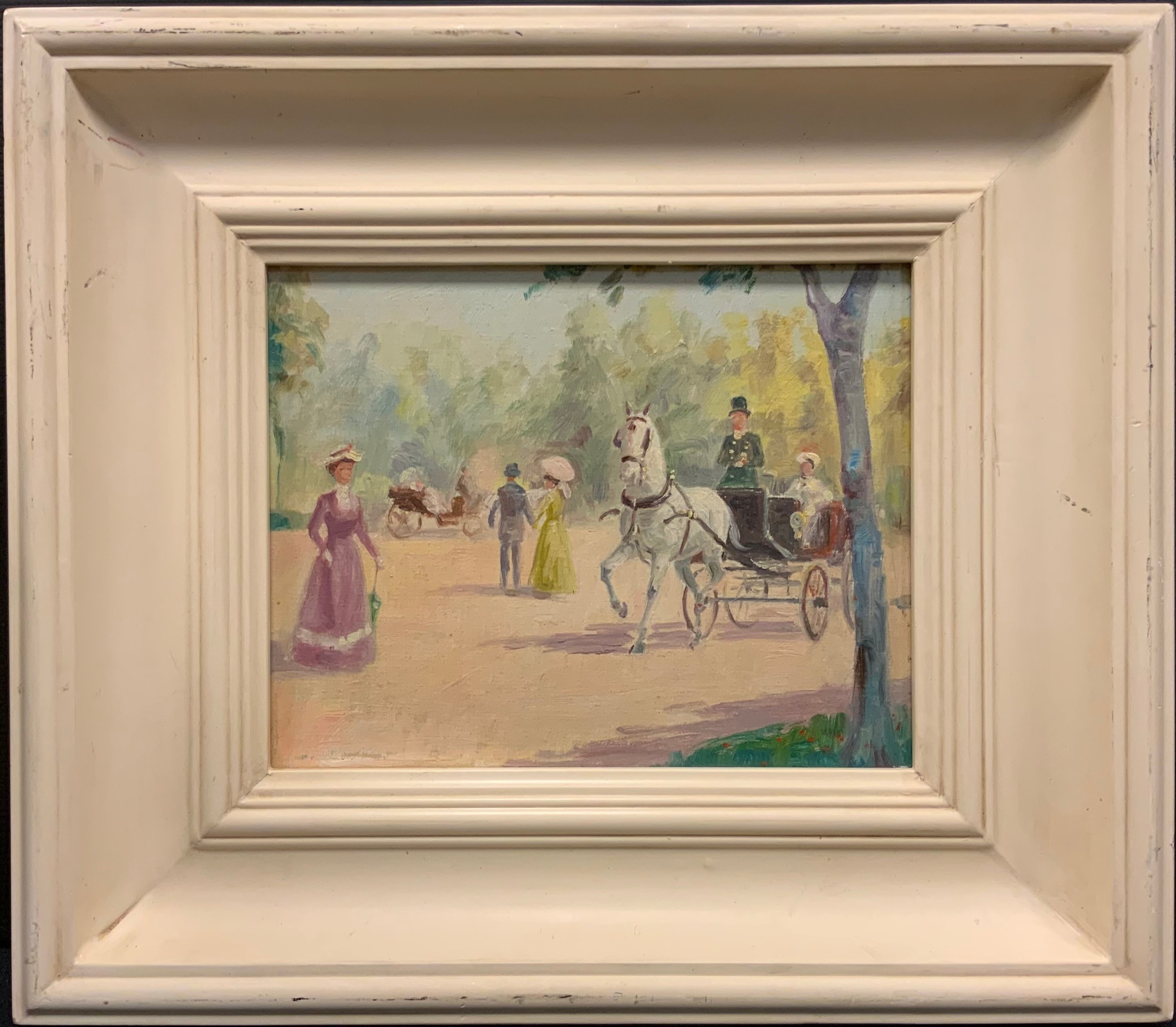 Continental school, Figures in a Park, Paris, oil on canvas, 20.5cm x 26cm. - Bild 2 aus 2