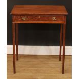 A 19th century mahogany side table, oversailing rectangular top above a long frieze drawer, square