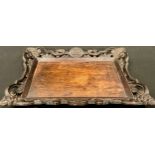 A late 19th century mahogany letter tray, c.1890, 33cm wide