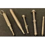 A Victorian silver pencil, Birmingham 1894; others, silver, etc (5)