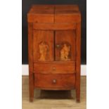 A 19th century mahogany washstand, hinged bipartite top above a pair of doors and two drawers, 81.