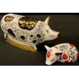 A Royal Crown Derby paperweight, Spotty Pig, Visitor's Centre limited edition of 1,500, gold