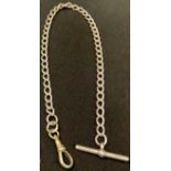 A hallmarked silver Albert chain, 31cm long