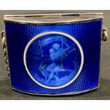 A French silver and guilloche enamel vanity case, unmarked