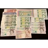 A collection of UK uncirculated banknotes: Peppiatt £1 blue 1940-1948 issue M86F; Hollom 10/-