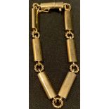 A 9ct gold fancy bar link bracelet, marked 375, safety clasp, 20cm long open, 22g