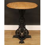 An Aesthetic Movement cast iron framed orangery table, possibly Coalbrookdale, later top, 72.5cm