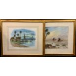 Continental School, a pair, Nile and Desert Scenes, indistinctly signed, watercolours, 31cm x 40.5cm