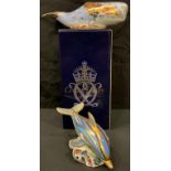 A Royal Crown Derby paperweight, Oceanic Whale, Collector's Guild exclusive, gold stopper, boxed;
