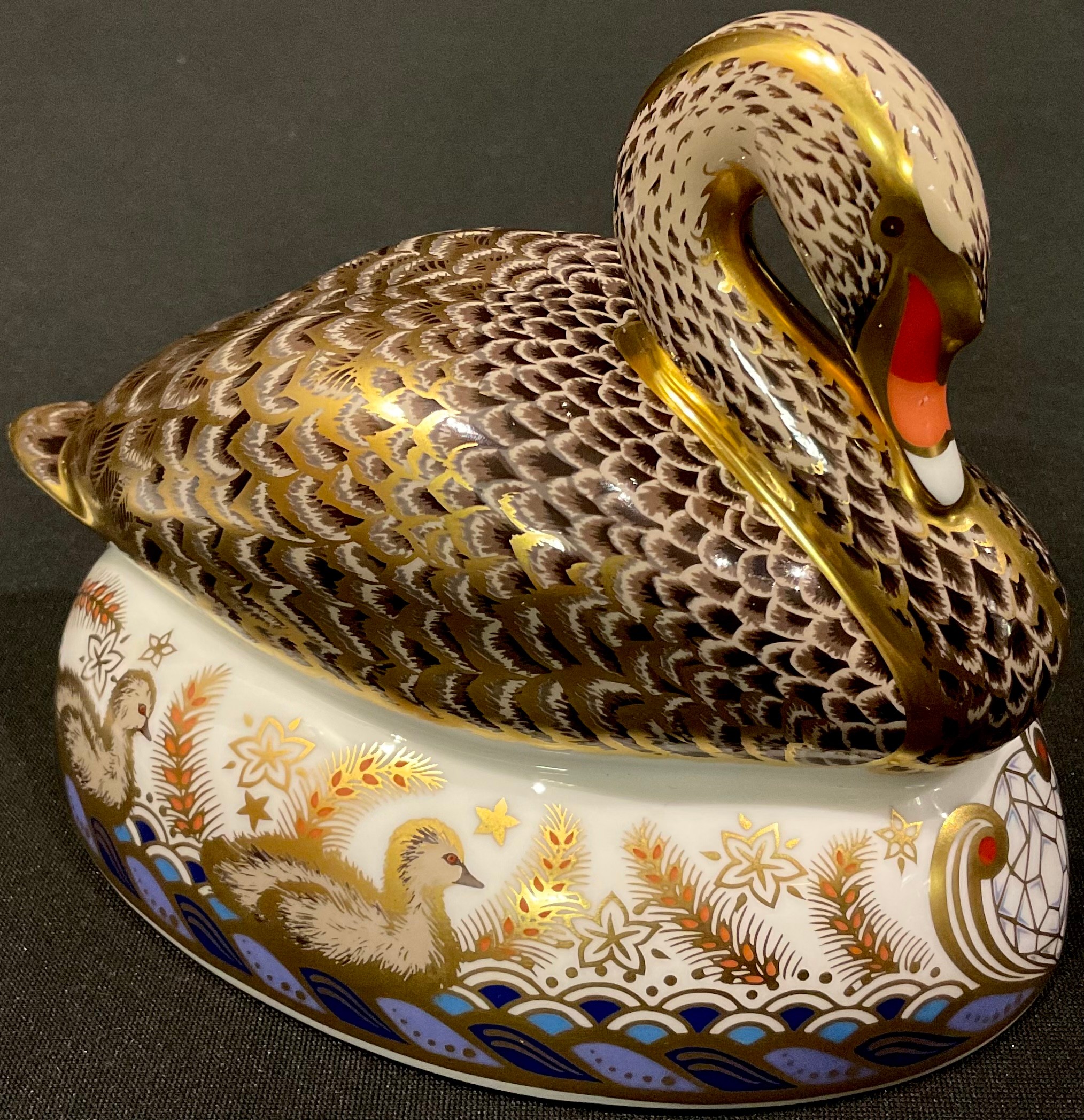 A Royal Crown Derby paperweight, Golden Jubilee Black Swan, Royal Doulton special commission, - Image 2 of 2