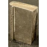 A silver novelty pill or snuff box, as a book, gilt interior, Birmingham import mark