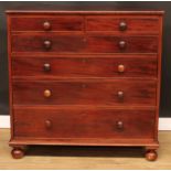 A 19th century mahogany chest, rectangular top above two short and four long graduated cockbeaded