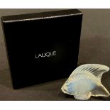 A Lalique miniature opalescent lustre fish, 4.5cm, boxed