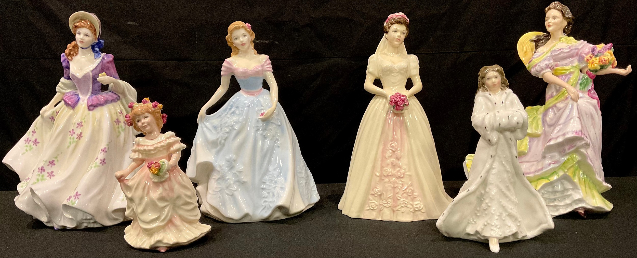 A Royal Doulton figure, Summertime, HN3478; others, Sweet Lilac HN3972, Faith HN4151, Wedding