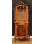 A Louis XV Revival gilt metal mounted Vernis Martin style vitrine, 187cm high, 80cm wide, 36cm deep