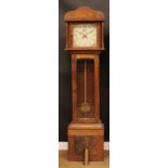 An oak longcase clock, 31cm square dial inscribed with Arabic numerals, 199.5cm high