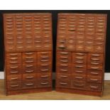 Industrial Salvage - a pair of pine tool or filing chests, each with an arrangement of small