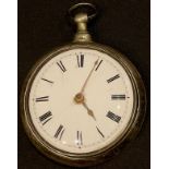 A George III silver pair cased verge pocket watch, London 1809, by Silas Cowell, Lyme