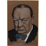 Sir Winston Churchill - Donald Marriott, Portrait of Sir Winston Churchill, watercolour and gouache,