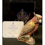 A Royal Crown Derby paperweight, Cockatoo, limited special commission 1,244/2,500, gold stopper,