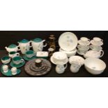 A Wedgwood Ice Rose part tea and breakfast service comprising teapot, plates, bowls, cream jugs,