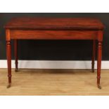 A 19th century mahogany side or serving table, rectangular top above a long frieze drawer, turned