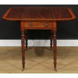 A 19th century satinwood crossbanded mahogany Pembroke table, rounded rectangular top with fall