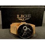 A Lige multi dial watch, original box and papers