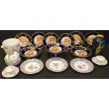 Continental Ceramics - a French Art Nouveau nine piece porcelain dessert service, gilded and