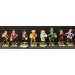 A set of eight Runnaford Pottery Widdecombe Fair figures, including Uncle Tom Cobley, Tom Pearce,
