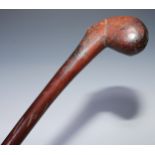 Tribal Art - an African throwing club, of knobkerrie or rungu type, the head with geometric chamfer,