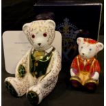 A Royal Crown Derby paperweight, Harrods Teddy, limited edition 1,435/1500, gold stopper,