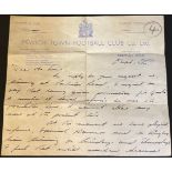 Autographs - Football, Alf Ramsey, a letter from Ipswich Town Football Club Co Ltd, dated 1956,