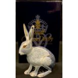 A Royal Crown Derby paperweight, Starlight Hare, Collectors Guild Exclusive, gold stopper, boxed