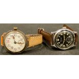 A black face Olympic pilots watch; a trench wristlet (2)