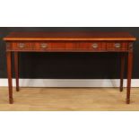 An Adam style serving table, rectangular top above three frieze drawers, tapered square legs,