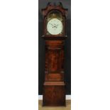 A 19th century Birmingham mahogany longcase clock, 35.5cm arched painted dial with Arabic